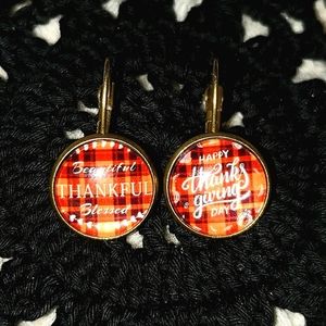 Pair #3 Fall leaves 🍂 🍁 mix 14mm cabachon earrings.